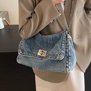 Blue Casual Women's Shoulder Minimalist Crossbody Large